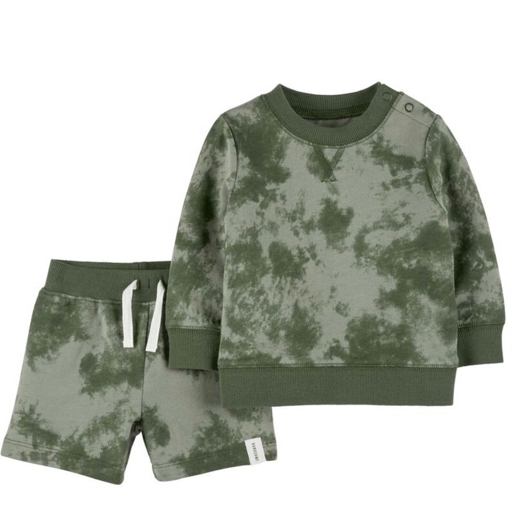 NWOT. Carters 6M baby boy tie dye green sweat set.